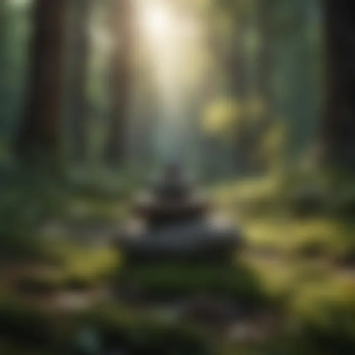 A close-up of a meditative practice amidst nature