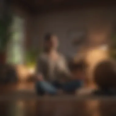 Mindfulness with Technology A peaceful person engaged in mindfulness practice with technology