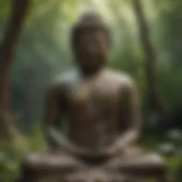 A serene Buddha statue surrounded by nature symbolizing inner peace