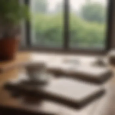 Creating a Mindfulness Space A serene workspace featuring a journal and a cup of tea, symbolizing mindfulness.