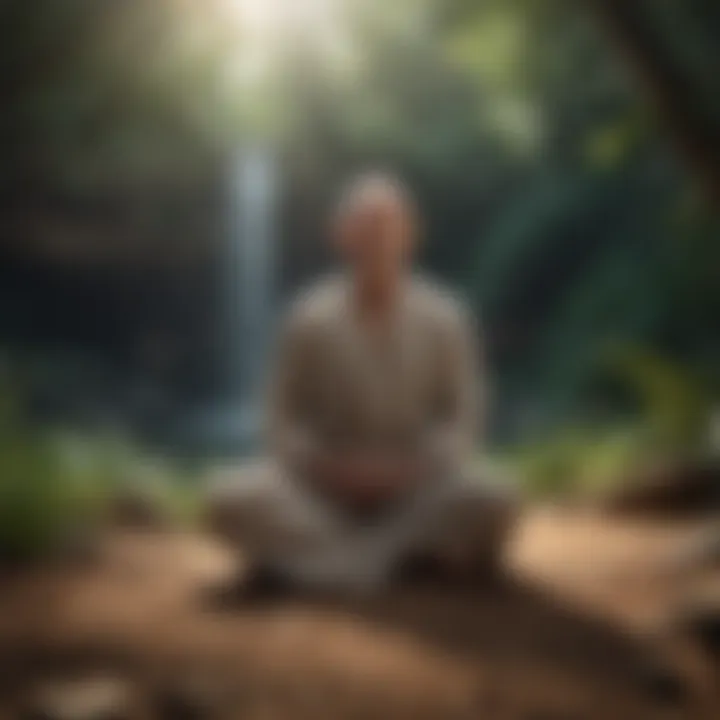 A person meditating in a tranquil setting, embodying inner peace