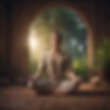 A person meditating in a peaceful environment