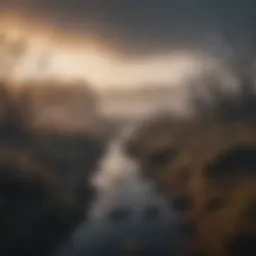 A mysterious fog enveloping a tranquil landscape
