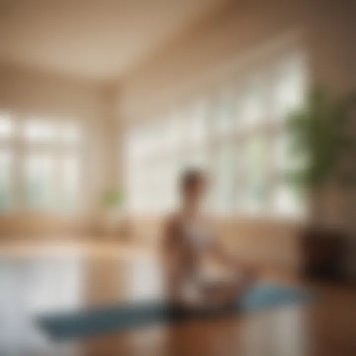 A serene yoga studio with natural light and peaceful ambiance