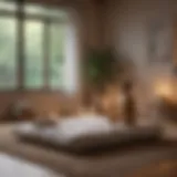 Calm bedroom atmosphere for meditation