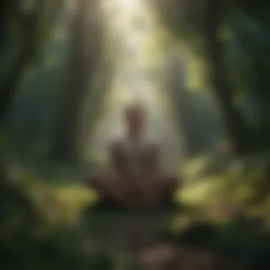 Harmony in Nature A meditative figure in a natural setting surrounded by greenery