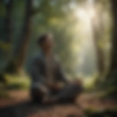 A person meditating in a peaceful setting