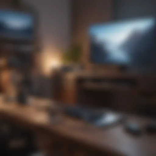 A serene gaming setup with calming colors and soft lighting