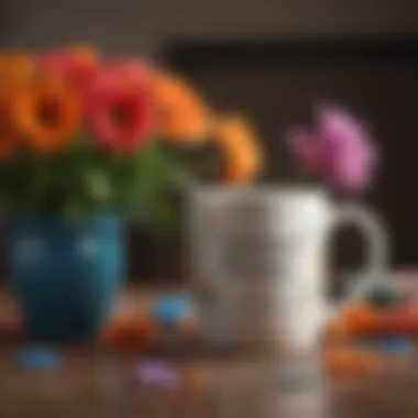 A personalized mug filled with colorful flowers, symbolizing cheer