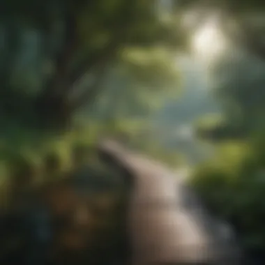Nature's Embrace: A Path to Mental Clarity A serene landscape with calming water and lush greenery