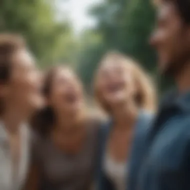 Joyful Connections A group of friends laughing and enjoying each other's company, radiating joy