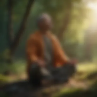 Mindfulness in Nature A person meditating in nature, embodying mindfulness and positivity