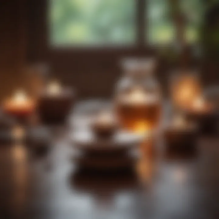 A collection of essential meditation tools and calming elements