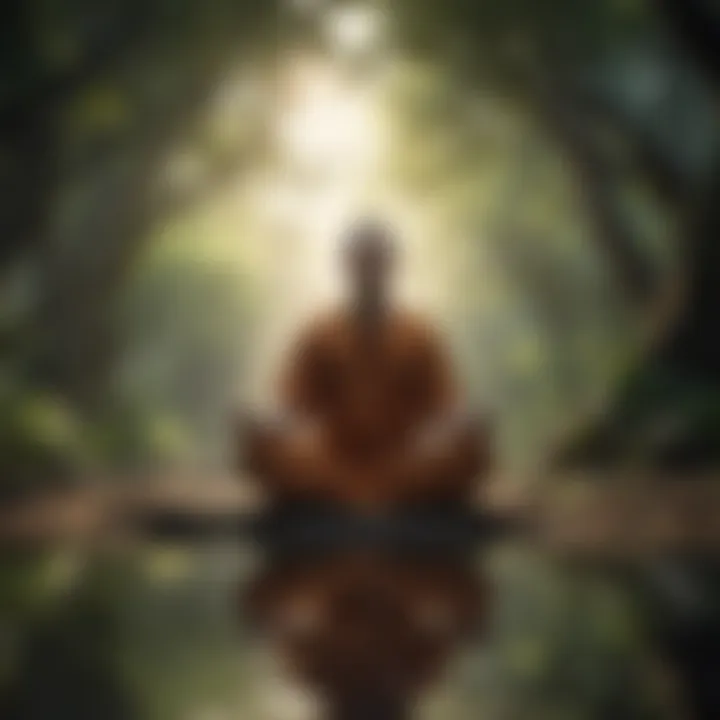 Person meditating in a tranquil environment