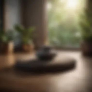 A meditation space with calming elements Meditation space with calming elements