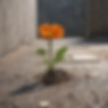 A flower breaking through concrete, symbolizing resilience