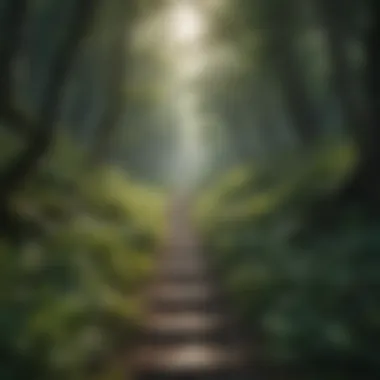 A path winding through a lush forest symbolizing journey and growth