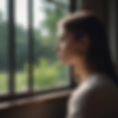 Contemplative Solitude A solitary figure gazing out a window, illustrating contemplation