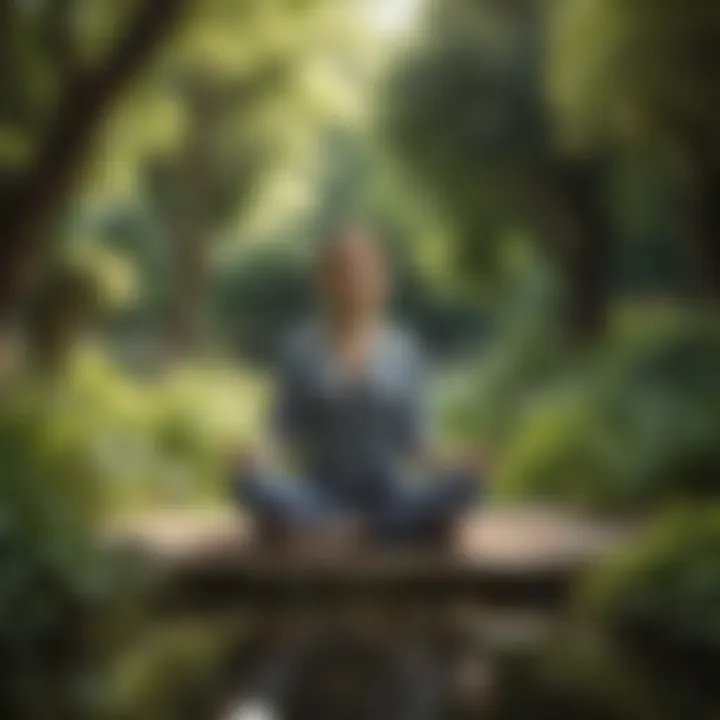 A person meditating in a tranquil garden, embodying mindfulness and inner peace.