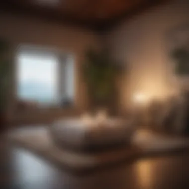 Tranquil Meditation Space A tranquil meditation space with cushions and soft lighting