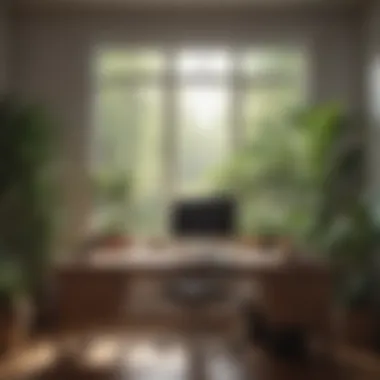 Creating a Serene Workspace A tranquil workspace showcasing a serene desk environment with plants and calming elements.