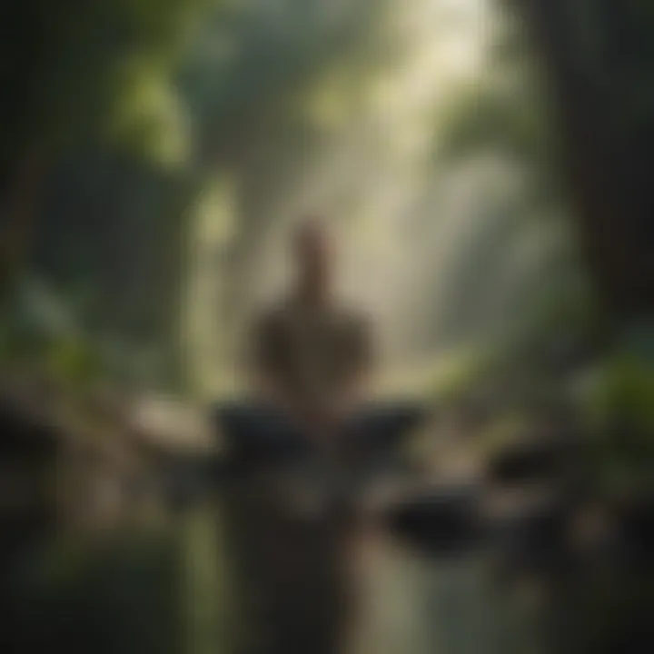 A person meditating in a tranquil environment