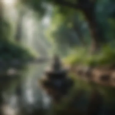 Tranquil Meditation Environment A serene landscape promoting tranquility during meditation
