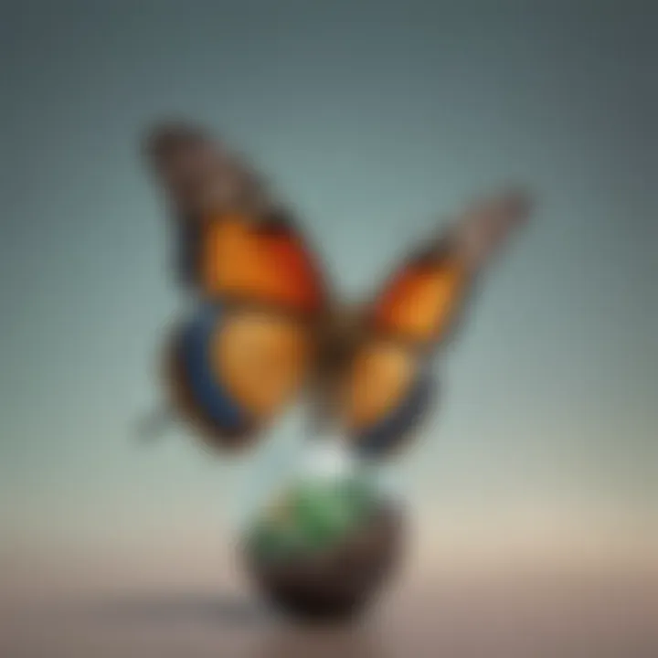 A butterfly emerging from a chrysalis, symbolizing freedom