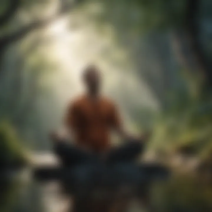 A person meditating in a tranquil environment.