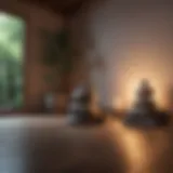 Calm meditation environment with soft lighting