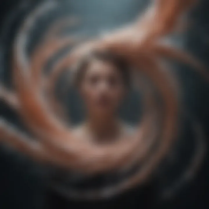 An abstract representation of emotions swirling, depicting anxiety and uncertainty