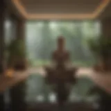 A serene environment for meditation with soft lighting and calming décor