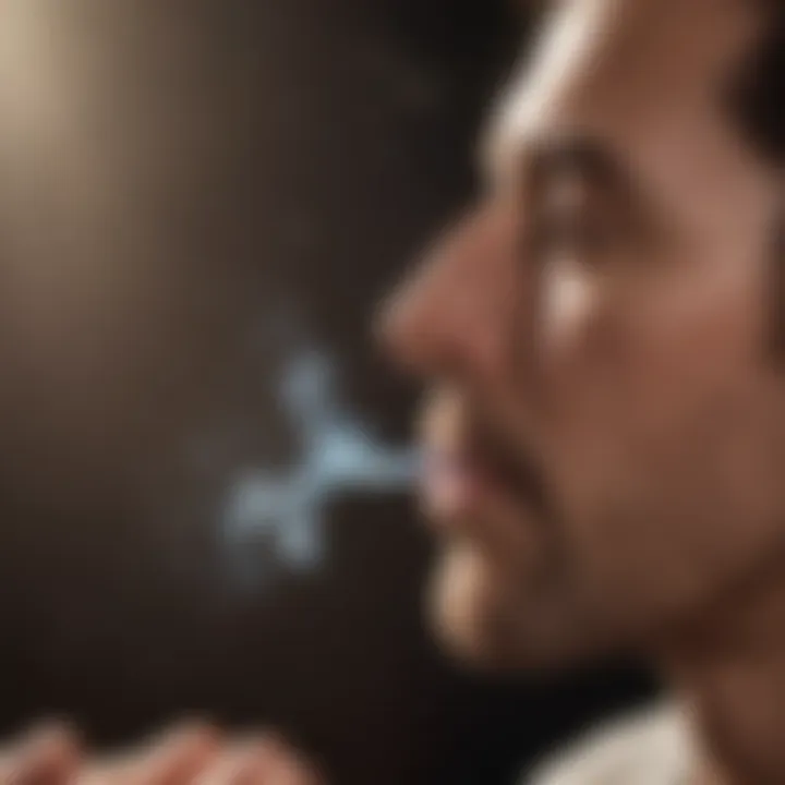 A person practicing breathing techniques