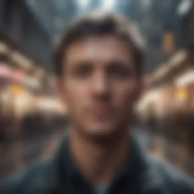 Maintaining Focus Amidst Chaos A focused individual in a challenging environment
