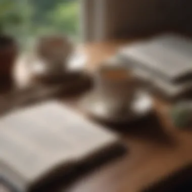 A close-up of a cozy cup of tea beside a journal, creating a warm and inviting atmosphere for writing.