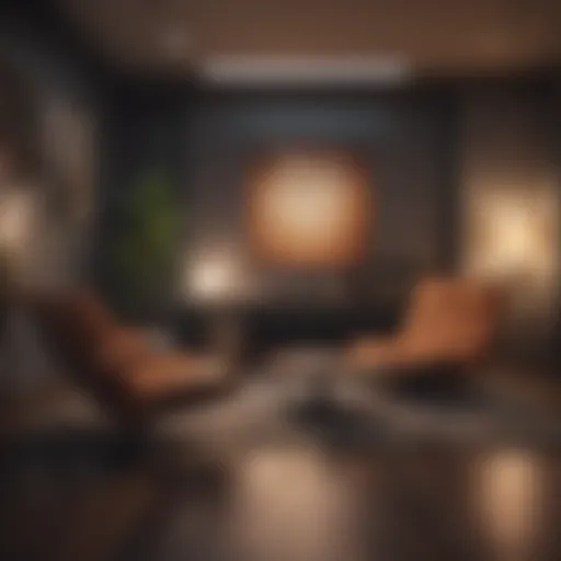 A serene therapy room with comfortable seating and a calming atmosphere.
