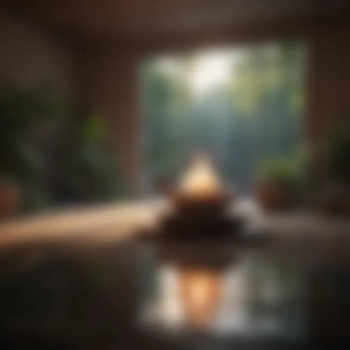 A serene meditation space with calming elements