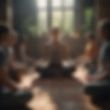 Community engaging in a meditation session Group meditation session