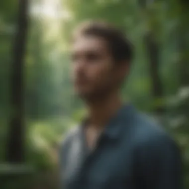 Embracing Mindfulness in Nature A person practicing mindfulness outdoors surrounded by greenery