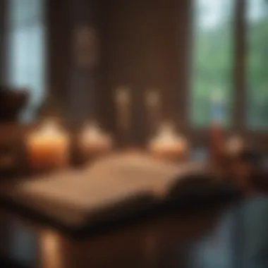 A peaceful evening scene with candles and a journal