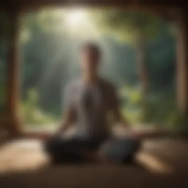 A person meditating in a peaceful environment