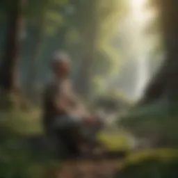 A tranquil scene depicting mindfulness in nature