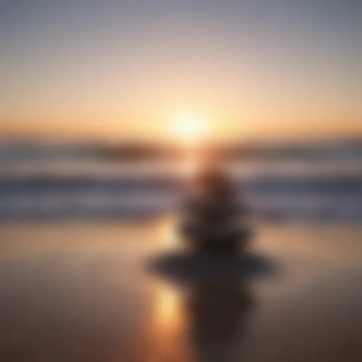 A calm beach scene at sunset, symbolizing emotional well-being and tranquility