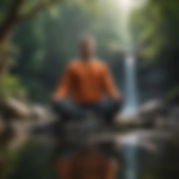 A person meditating in a peaceful setting, embodying mindfulness