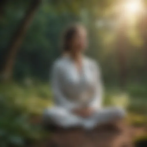 Peaceful meditation scene with nature background