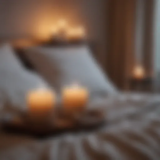 Calm atmosphere with scented candles and soft pillows