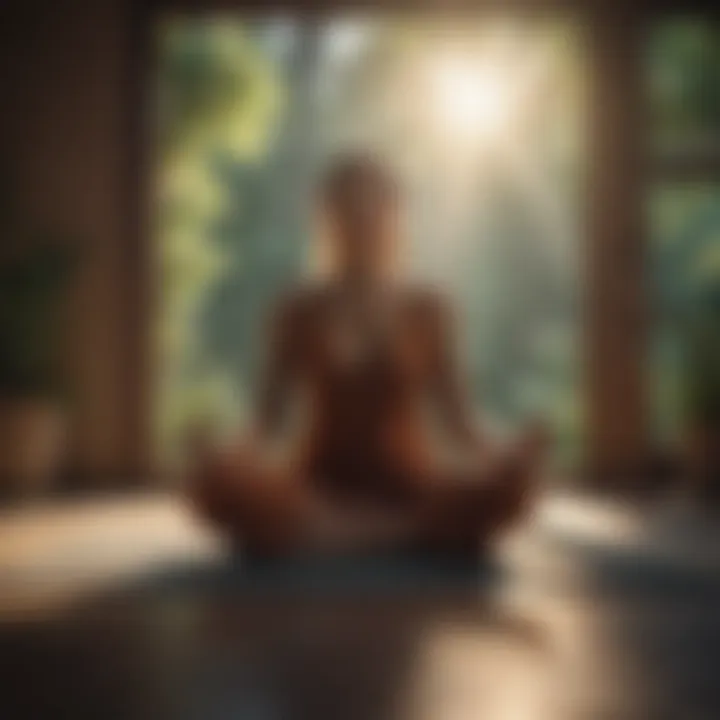 Person practicing meditation in a serene setting