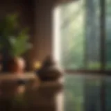 Tranquil meditation space with soft lighting