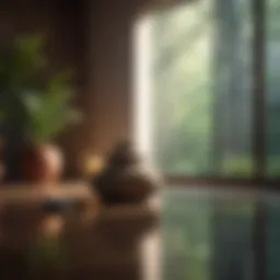 Tranquil meditation space with soft lighting