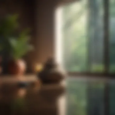 Tranquil meditation space with soft lighting